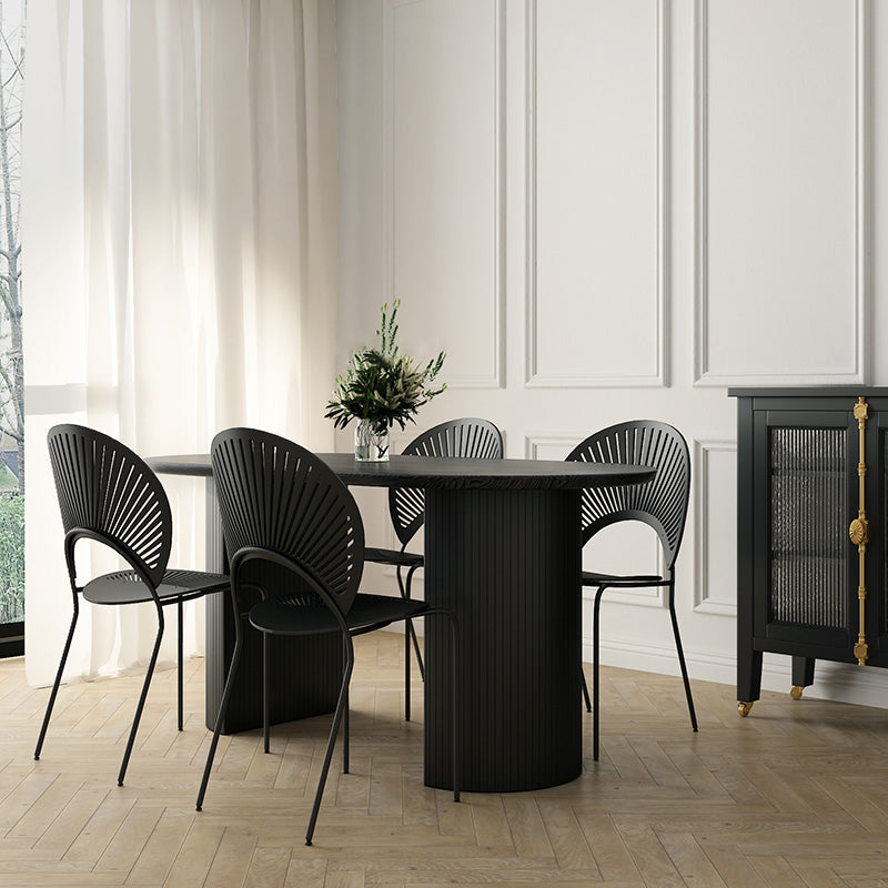 63" Modern Dining Table Oval Double Pedestal Dining Table for Home Use Clearhalo ' dining_table' 'Dining Tables & Seating' 'Dining Tables' 'furn' 'furn_dining_table' 'Furniture' 'furniture_dining_table' 'Kitchen & Dining Furniture' 'kitchen&dining_furn' 'kitchen' 'kitchen_dining_table' 4369263