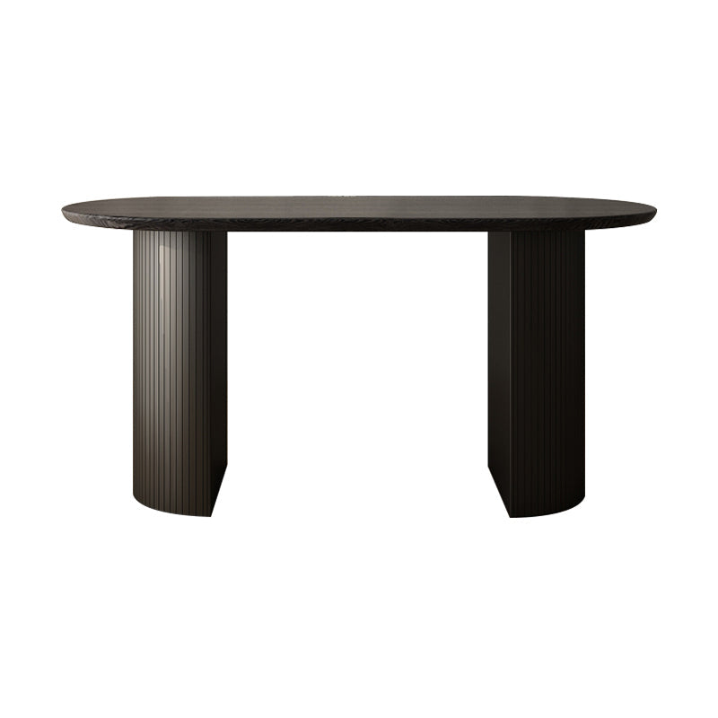 63" Modern Dining Table Oval Double Pedestal Dining Table for Home Use Clearhalo ' dining_table' 'Dining Tables & Seating' 'Dining Tables' 'furn' 'furn_dining_table' 'Furniture' 'furniture_dining_table' 'Kitchen & Dining Furniture' 'kitchen&dining_furn' 'kitchen' 'kitchen_dining_table' 4369265