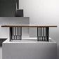 Metal Industrial Rectangle Dining Table Wood Top Indoor Table for Home Walnut 63"L x 27.6"W x 29.5"H Without Chairs Clearhalo ' dining_table' 'Dining Tables & Seating' 'Dining Tables' 'furn' 'furn_dining_table' 'Furniture' 'furniture_dining_table' 'Kitchen & Dining Furniture' 'kitchen&dining_furn' 'kitchen' 'kitchen_dining_table' 4369290