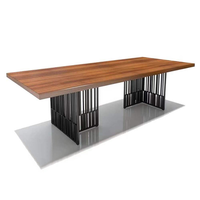 Metal Industrial Rectangle Dining Table Wood Top Indoor Table for Home Clearhalo ' dining_table' 'Dining Tables & Seating' 'Dining Tables' 'furn' 'furn_dining_table' 'Furniture' 'furniture_dining_table' 'Kitchen & Dining Furniture' 'kitchen&dining_furn' 'kitchen' 'kitchen_dining_table' 4369291