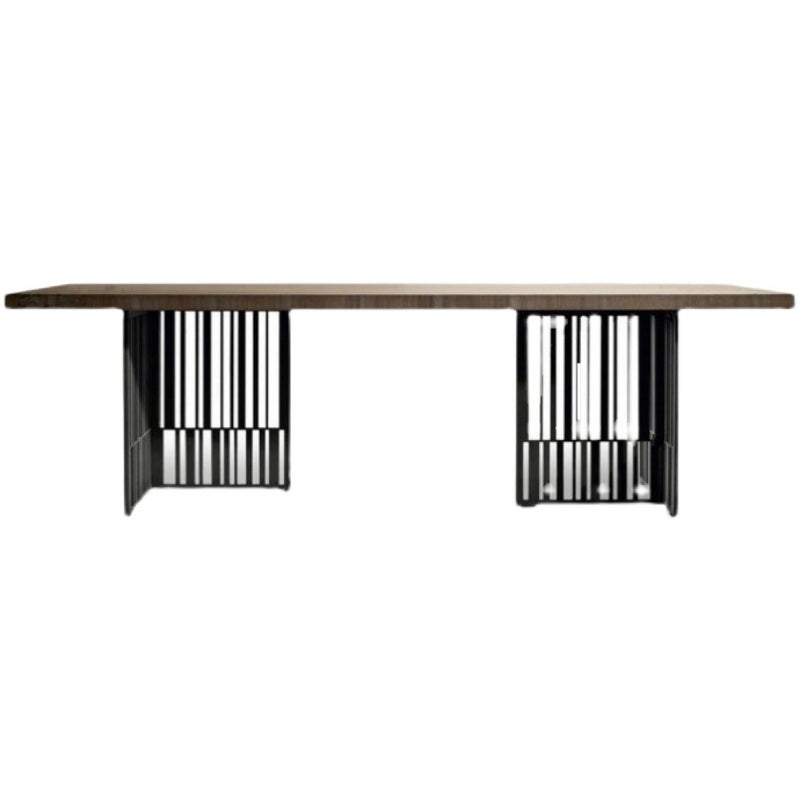 Metal Industrial Rectangle Dining Table Wood Top Indoor Table for Home Natural Without Chairs Clearhalo ' dining_table' 'Dining Tables & Seating' 'Dining Tables' 'furn' 'furn_dining_table' 'Furniture' 'furniture_dining_table' 'Kitchen & Dining Furniture' 'kitchen&dining_furn' 'kitchen' 'kitchen_dining_table' 4369292