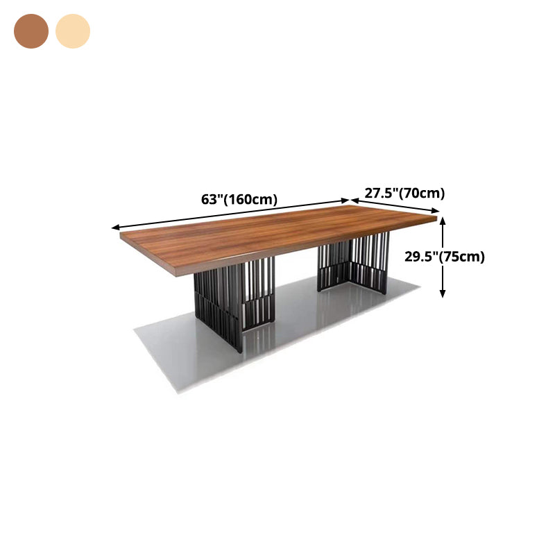 Metal Industrial Rectangle Dining Table Wood Top Indoor Table for Home Clearhalo ' dining_table' 'Dining Tables & Seating' 'Dining Tables' 'furn' 'furn_dining_table' 'Furniture' 'furniture_dining_table' 'Kitchen & Dining Furniture' 'kitchen&dining_furn' 'kitchen' 'kitchen_dining_table' 4369294