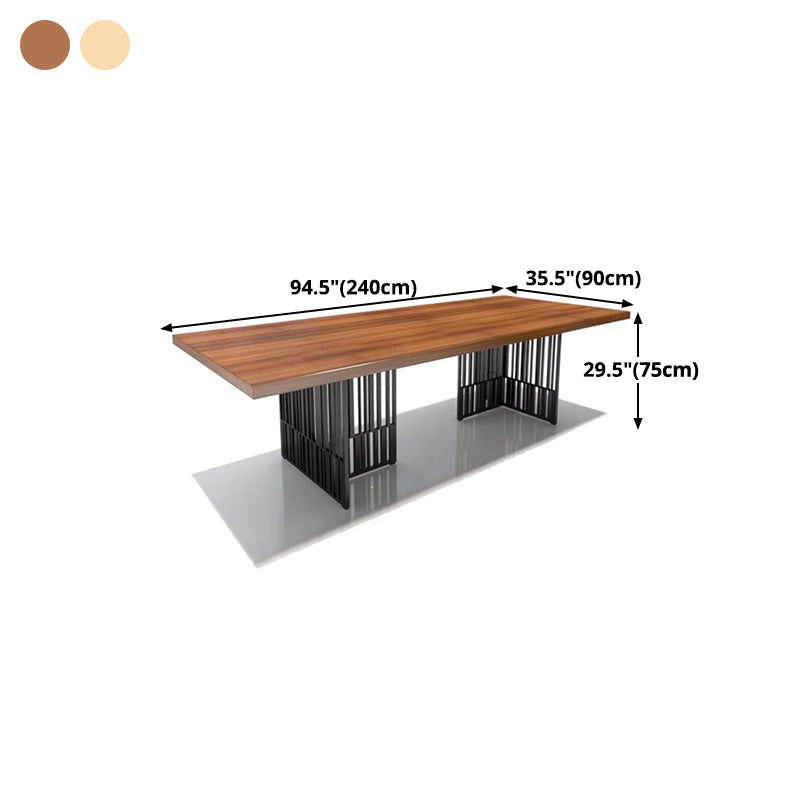 Metal Industrial Rectangle Dining Table Wood Top Indoor Table for Home Clearhalo ' dining_table' 'Dining Tables & Seating' 'Dining Tables' 'furn' 'furn_dining_table' 'Furniture' 'furniture_dining_table' 'Kitchen & Dining Furniture' 'kitchen&dining_furn' 'kitchen' 'kitchen_dining_table' 4369298