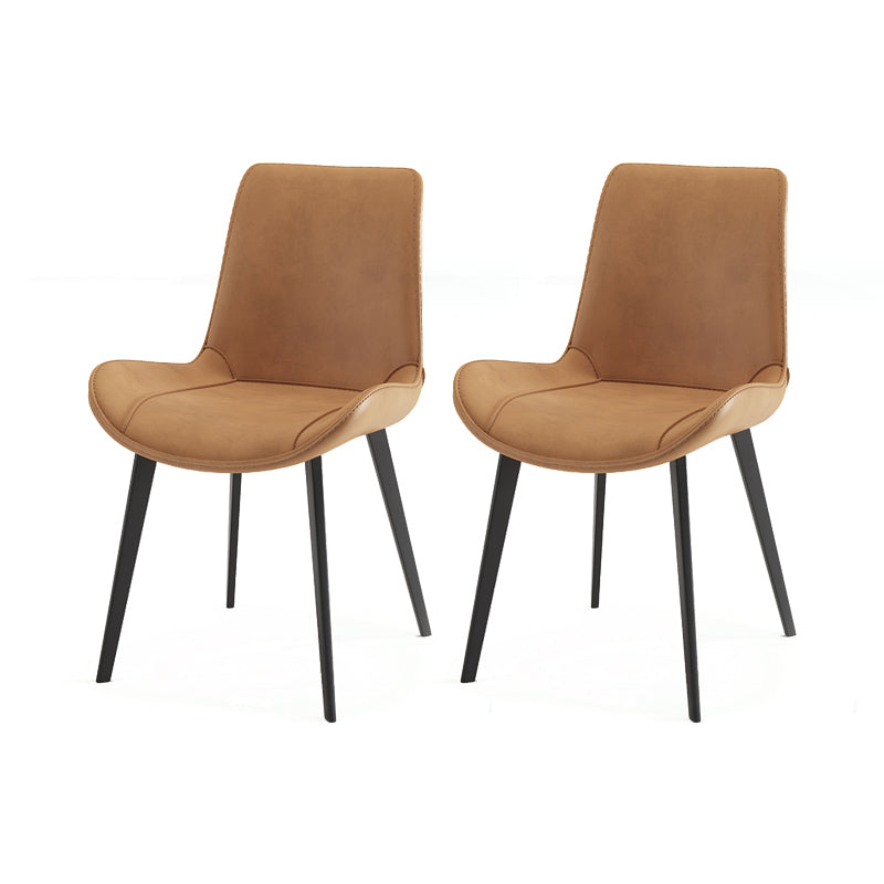 Contemporary Leather Restaurant Side Chair Solid Back Dining Chair Light Brown 2 Piece Set Clearhalo ' kitchen&dining_furn' 'Dining Chairs' 'Dining Tables & Seating' 'dining_chair' 'furn' 'furn_dining_chair' 'Furniture' 'furniture_dining_chair' 'Kitchen & Dining Furniture' 'kitchen' 4369302