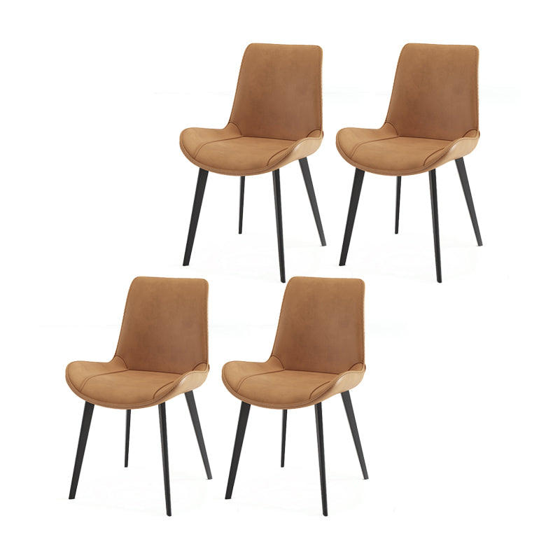 Contemporary Leather Restaurant Side Chair Solid Back Dining Chair Light Brown 4 Piece Set Clearhalo ' kitchen&dining_furn' 'Dining Chairs' 'Dining Tables & Seating' 'dining_chair' 'furn' 'furn_dining_chair' 'Furniture' 'furniture_dining_chair' 'Kitchen & Dining Furniture' 'kitchen' 4369303