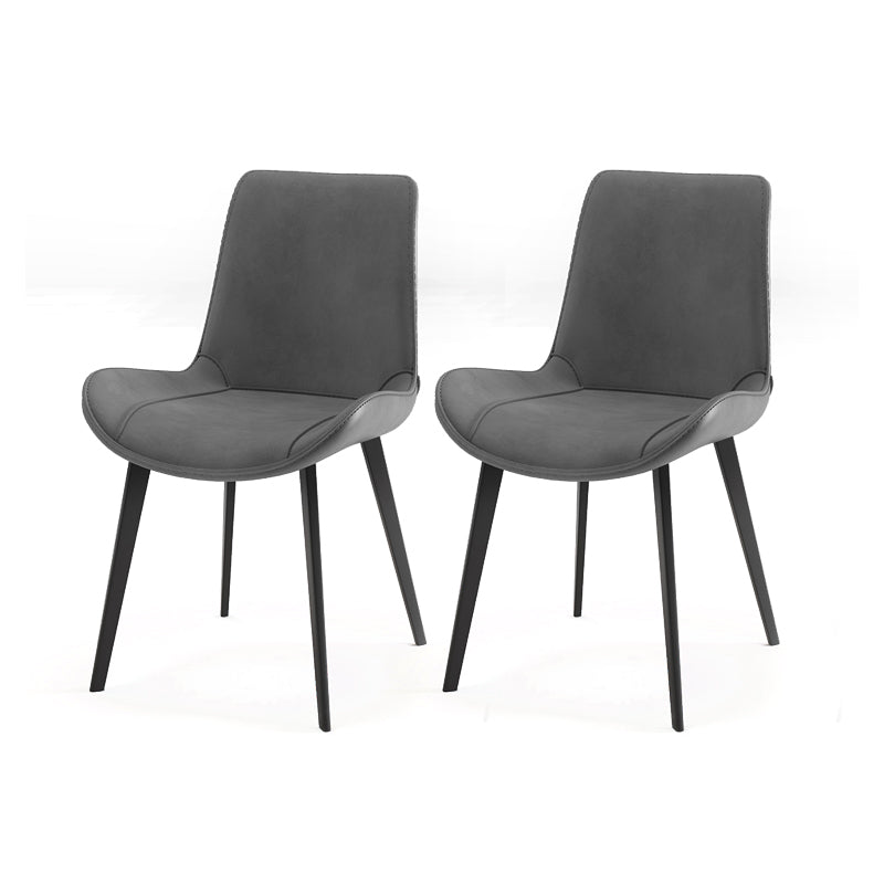Contemporary Leather Restaurant Side Chair Solid Back Dining Chair Grey 2 Piece Set Clearhalo ' kitchen&dining_furn' 'Dining Chairs' 'Dining Tables & Seating' 'dining_chair' 'furn' 'furn_dining_chair' 'Furniture' 'furniture_dining_chair' 'Kitchen & Dining Furniture' 'kitchen' 4369305