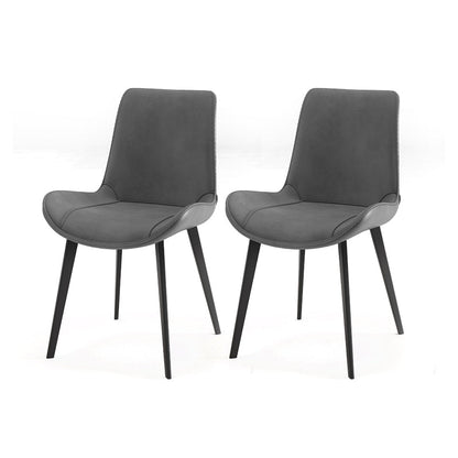 Contemporary Leather Restaurant Side Chair Solid Back Dining Chair Grey 2 Piece Set Clearhalo ' kitchen&dining_furn' 'Dining Chairs' 'Dining Tables & Seating' 'dining_chair' 'furn' 'furn_dining_chair' 'Furniture' 'furniture_dining_chair' 'Kitchen & Dining Furniture' 'kitchen' 4369305