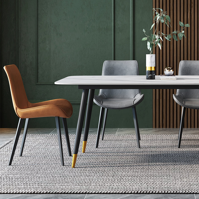 Contemporary Leather Restaurant Side Chair Solid Back Dining Chair Clearhalo ' kitchen&dining_furn' 'Dining Chairs' 'Dining Tables & Seating' 'dining_chair' 'furn' 'furn_dining_chair' 'Furniture' 'furniture_dining_chair' 'Kitchen & Dining Furniture' 'kitchen' 4369306