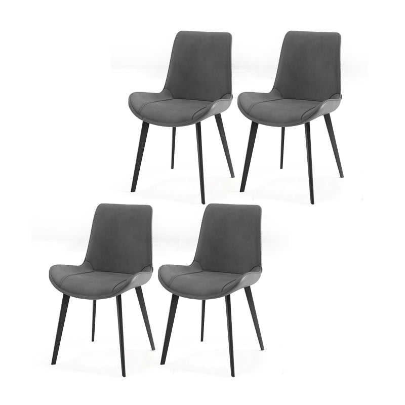 Contemporary Leather Restaurant Side Chair Solid Back Dining Chair Grey 4 Piece Set Clearhalo ' kitchen&dining_furn' 'Dining Chairs' 'Dining Tables & Seating' 'dining_chair' 'furn' 'furn_dining_chair' 'Furniture' 'furniture_dining_chair' 'Kitchen & Dining Furniture' 'kitchen' 4369307
