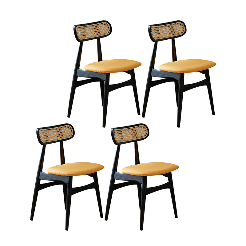 Modern Style Open Back Dining Side Chair Wood Side Dining Chairs for Home Use Yellow 4 Piece Set Clearhalo ' kitchen&dining_furn' 'Dining Chairs' 'Dining Tables & Seating' 'dining_chair' 'furn' 'furn_dining_chair' 'Furniture' 'furniture_dining_chair' 'Kitchen & Dining Furniture' 'kitchen' 4369318