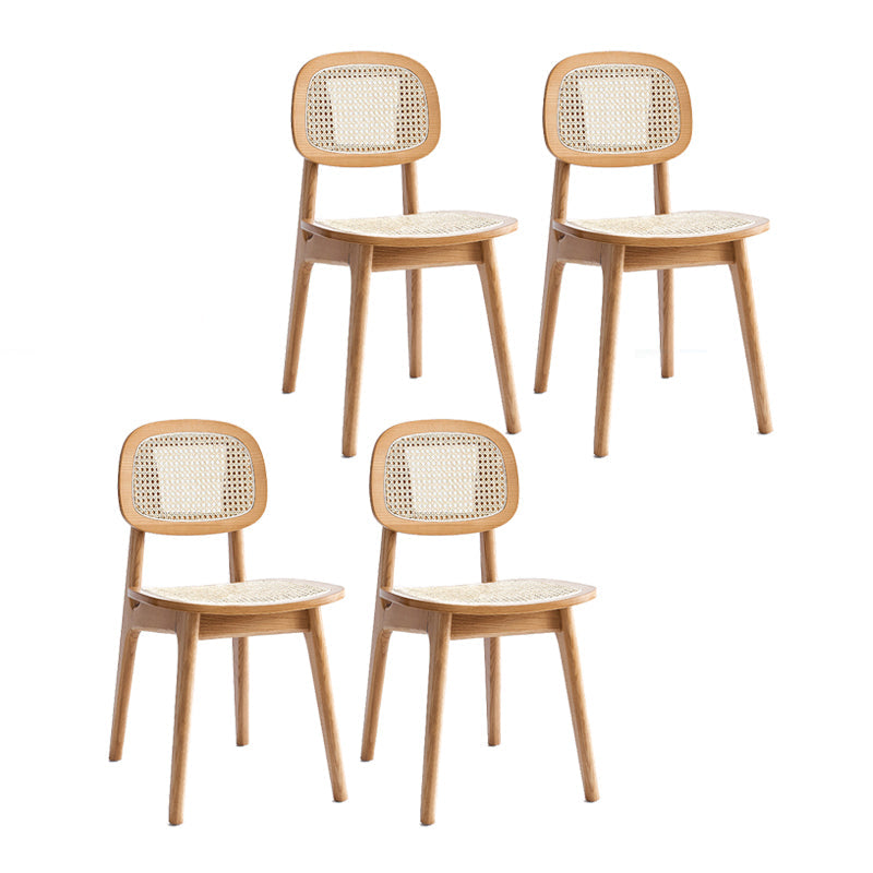 Modern Style Open Back Dining Side Chair Armless Cane Back Dining Chairs Wood 4 Piece Set Clearhalo ' kitchen&dining_furn' 'Dining Chairs' 'Dining Tables & Seating' 'dining_chair' 'furn' 'furn_dining_chair' 'Furniture' 'furniture_dining_chair' 'Kitchen & Dining Furniture' 'kitchen' 4369357