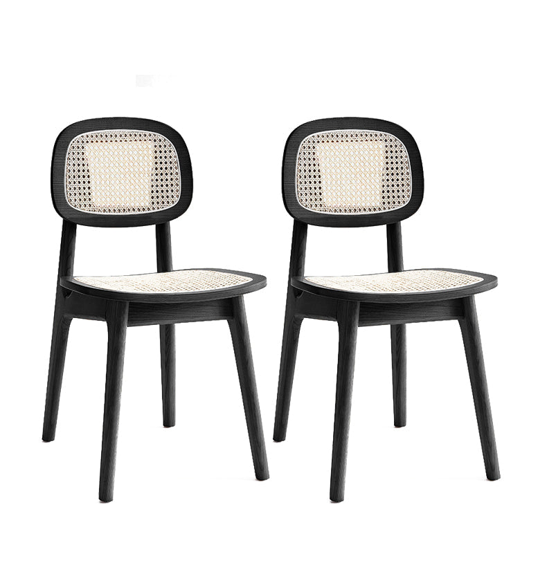 Modern Style Open Back Dining Side Chair Armless Cane Back Dining Chairs Black 2 Piece Set Clearhalo ' kitchen&dining_furn' 'Dining Chairs' 'Dining Tables & Seating' 'dining_chair' 'furn' 'furn_dining_chair' 'Furniture' 'furniture_dining_chair' 'Kitchen & Dining Furniture' 'kitchen' 4369361