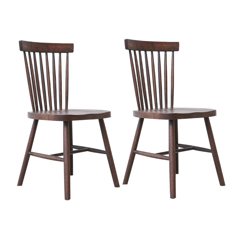 Contemporary Windsor Back Armless Side Chairs Wood Side Dining Chairs for Home Dark Brown 2 Piece Set Clearhalo ' kitchen&dining_furn' 'Dining Chairs' 'Dining Tables & Seating' 'dining_chair' 'furn' 'furn_dining_chair' 'Furniture' 'furniture_dining_chair' 'Kitchen & Dining Furniture' 'kitchen' 4369376
