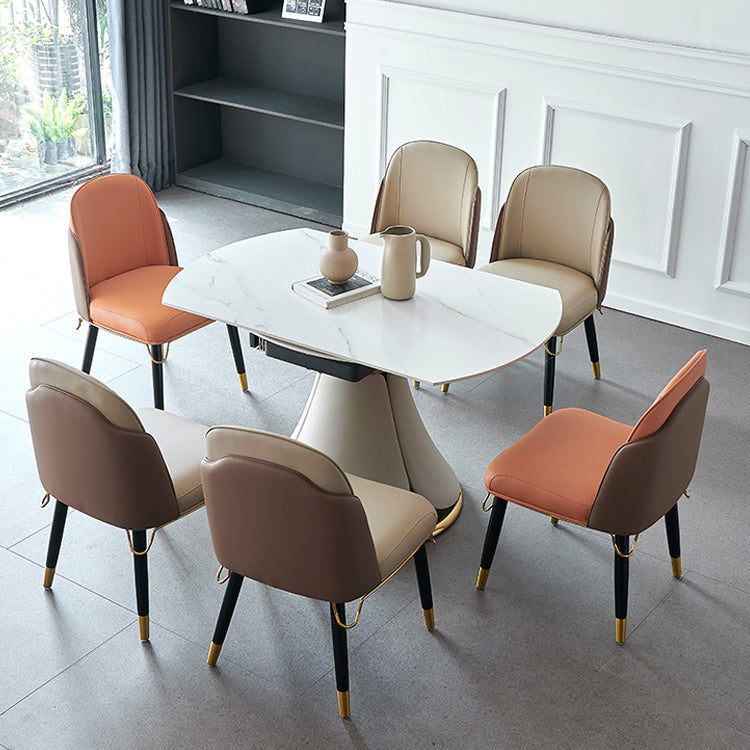 Scandinavian Style Leather Dining Chairs Armless Solid Back Chair for Kitchen Clearhalo ' kitchen&dining_furn' 'Dining Chairs' 'Dining Tables & Seating' 'dining_chair' 'furn' 'furn_dining_chair' 'Furniture' 'furniture_dining_chair' 'Kitchen & Dining Furniture' 'kitchen' 4369417