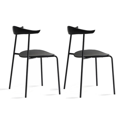 Open Back Armless Dining Chairs Industrial Side Chairs with Metal Legs Black Plastic & Acrylic 2 Piece Set Clearhalo ' kitchen&dining_furn' 'Dining Chairs' 'Dining Tables & Seating' 'dining_chair' 'furn' 'furn_dining_chair' 'Furniture' 'furniture_dining_chair' 'Kitchen & Dining Furniture' 'kitchen' 4369421