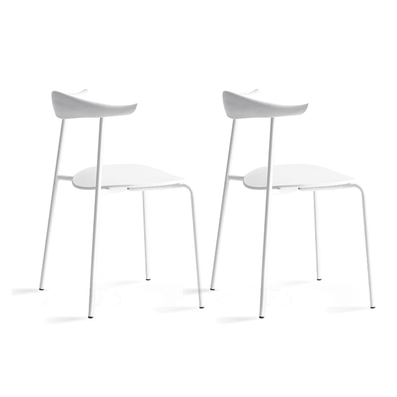 Open Back Armless Dining Chairs Industrial Side Chairs with Metal Legs White Plastic & Acrylic 2 Piece Set Clearhalo ' kitchen&dining_furn' 'Dining Chairs' 'Dining Tables & Seating' 'dining_chair' 'furn' 'furn_dining_chair' 'Furniture' 'furniture_dining_chair' 'Kitchen & Dining Furniture' 'kitchen' 4369424