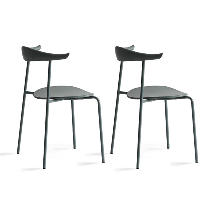 Open Back Armless Dining Chairs Industrial Side Chairs with Metal Legs Green Plastic & Acrylic 2 Piece Set Clearhalo ' kitchen&dining_furn' 'Dining Chairs' 'Dining Tables & Seating' 'dining_chair' 'furn' 'furn_dining_chair' 'Furniture' 'furniture_dining_chair' 'Kitchen & Dining Furniture' 'kitchen' 4369433