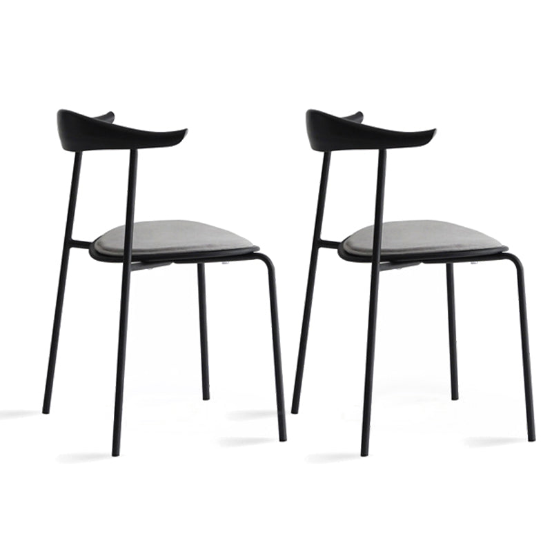 Open Back Armless Dining Chairs Industrial Side Chairs with Metal Legs Black Upholstered 2 Piece Set Clearhalo ' kitchen&dining_furn' 'Dining Chairs' 'Dining Tables & Seating' 'dining_chair' 'furn' 'furn_dining_chair' 'Furniture' 'furniture_dining_chair' 'Kitchen & Dining Furniture' 'kitchen' 4369436