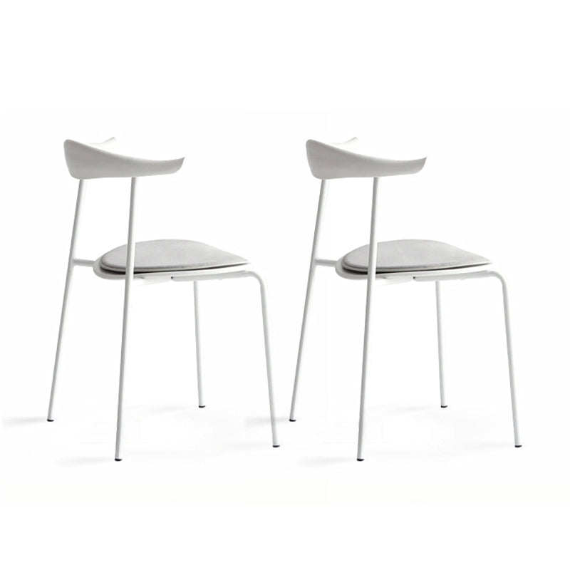 Open Back Armless Dining Chairs Industrial Side Chairs with Metal Legs White Upholstered 2 Piece Set Clearhalo ' kitchen&dining_furn' 'Dining Chairs' 'Dining Tables & Seating' 'dining_chair' 'furn' 'furn_dining_chair' 'Furniture' 'furniture_dining_chair' 'Kitchen & Dining Furniture' 'kitchen' 4369438