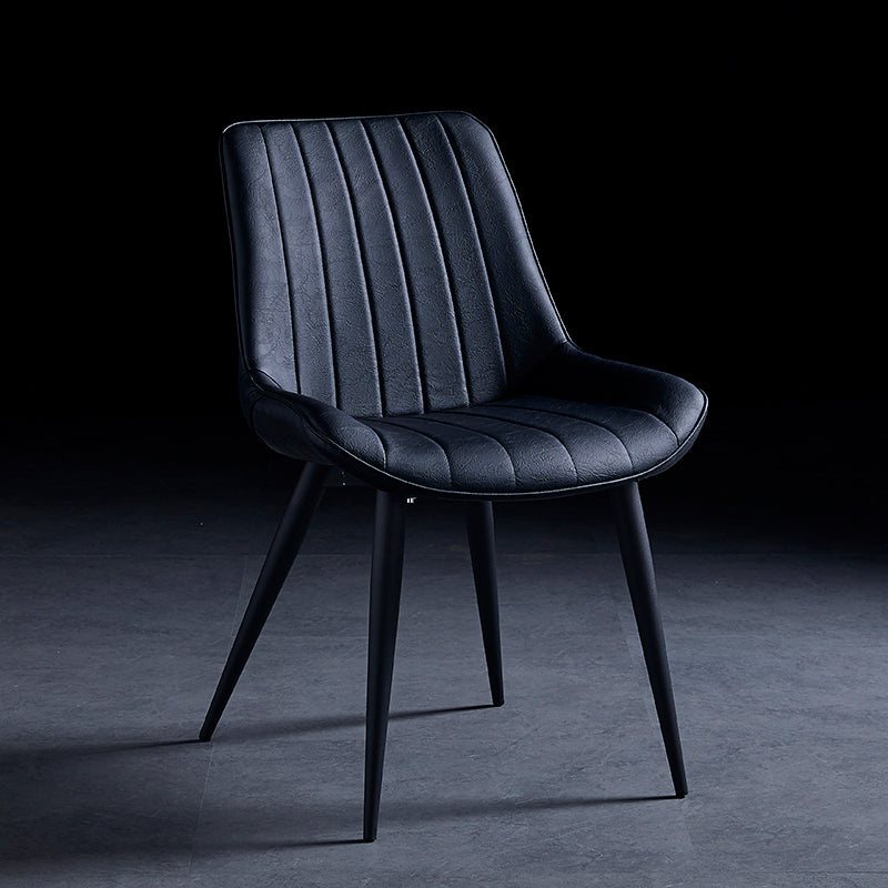 Contemporary Dining Chairs Armless Kitchen Side Chairs with Metal Legs Black 1 Piece Black Clearhalo ' kitchen&dining_furn' 'Dining Chairs' 'Dining Tables & Seating' 'dining_chair' 'furn' 'furn_dining_chair' 'Furniture' 'furniture_dining_chair' 'Kitchen & Dining Furniture' 'kitchen' 4369455