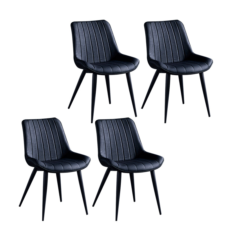 Contemporary Dining Chairs Armless Kitchen Side Chairs with Metal Legs Black 4 Piece Set Black Clearhalo ' kitchen&dining_furn' 'Dining Chairs' 'Dining Tables & Seating' 'dining_chair' 'furn' 'furn_dining_chair' 'Furniture' 'furniture_dining_chair' 'Kitchen & Dining Furniture' 'kitchen' 4369459