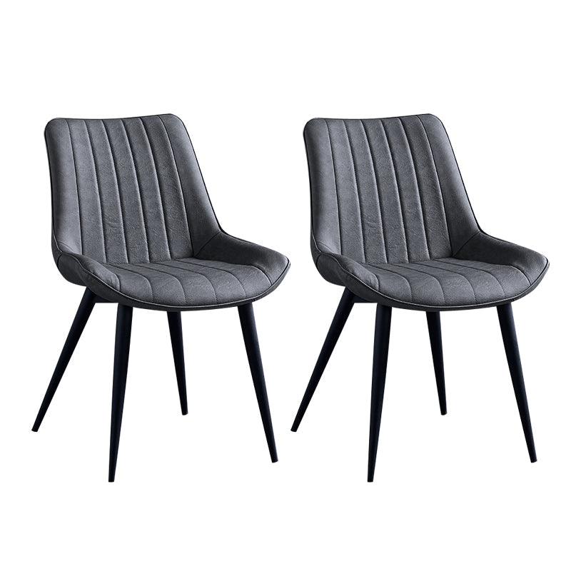 Contemporary Dining Chairs Armless Kitchen Side Chairs with Metal Legs Grey 2 Piece Set Black Clearhalo ' kitchen&dining_furn' 'Dining Chairs' 'Dining Tables & Seating' 'dining_chair' 'furn' 'furn_dining_chair' 'Furniture' 'furniture_dining_chair' 'Kitchen & Dining Furniture' 'kitchen' 4369463