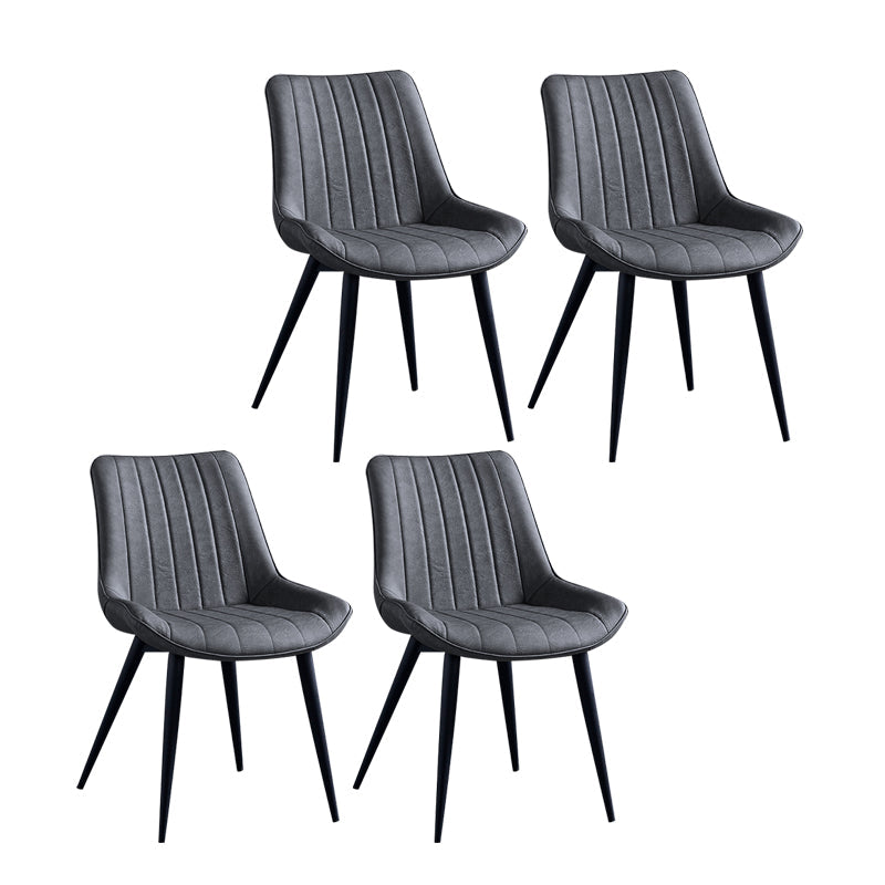 Contemporary Dining Chairs Armless Kitchen Side Chairs with Metal Legs Grey 4 Piece Set Black Clearhalo ' kitchen&dining_furn' 'Dining Chairs' 'Dining Tables & Seating' 'dining_chair' 'furn' 'furn_dining_chair' 'Furniture' 'furniture_dining_chair' 'Kitchen & Dining Furniture' 'kitchen' 4369464
