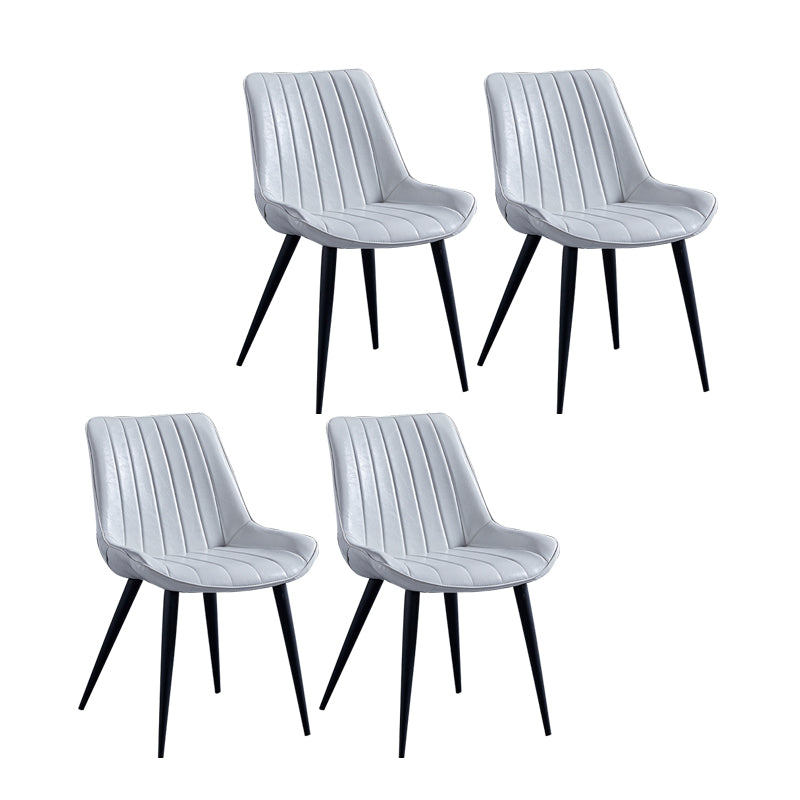 Contemporary Dining Chairs Armless Kitchen Side Chairs with Metal Legs White 4 Piece Set Black Clearhalo ' kitchen&dining_furn' 'Dining Chairs' 'Dining Tables & Seating' 'dining_chair' 'furn' 'furn_dining_chair' 'Furniture' 'furniture_dining_chair' 'Kitchen & Dining Furniture' 'kitchen' 4369471