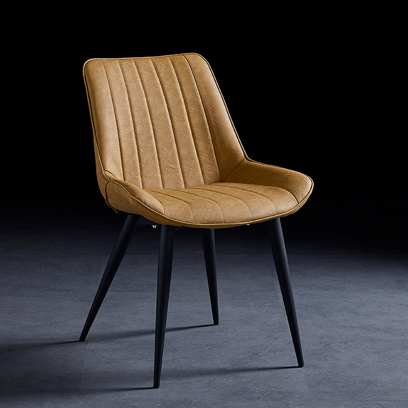 Contemporary Dining Chairs Armless Kitchen Side Chairs with Metal Legs Yellow 1 Piece Black Clearhalo ' kitchen&dining_furn' 'Dining Chairs' 'Dining Tables & Seating' 'dining_chair' 'furn' 'furn_dining_chair' 'Furniture' 'furniture_dining_chair' 'Kitchen & Dining Furniture' 'kitchen' 4369472