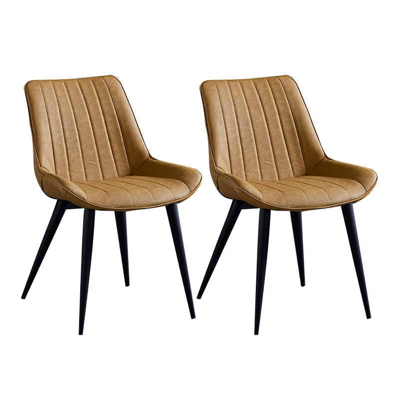 Contemporary Dining Chairs Armless Kitchen Side Chairs with Metal Legs Yellow 2 Piece Set Black Clearhalo ' kitchen&dining_furn' 'Dining Chairs' 'Dining Tables & Seating' 'dining_chair' 'furn' 'furn_dining_chair' 'Furniture' 'furniture_dining_chair' 'Kitchen & Dining Furniture' 'kitchen' 4369474