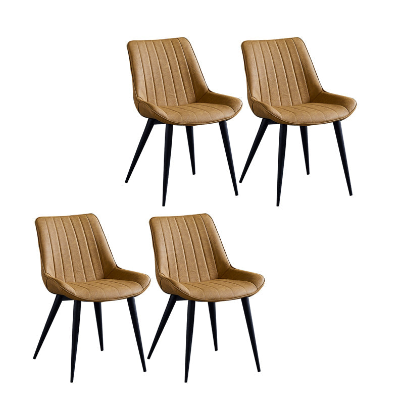 Contemporary Dining Chairs Armless Kitchen Side Chairs with Metal Legs Yellow 4 Piece Set Black Clearhalo ' kitchen&dining_furn' 'Dining Chairs' 'Dining Tables & Seating' 'dining_chair' 'furn' 'furn_dining_chair' 'Furniture' 'furniture_dining_chair' 'Kitchen & Dining Furniture' 'kitchen' 4369476
