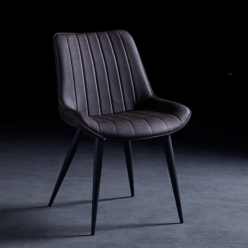 Contemporary Dining Chairs Armless Kitchen Side Chairs with Metal Legs Brown 1 Piece Black Clearhalo ' kitchen&dining_furn' 'Dining Chairs' 'Dining Tables & Seating' 'dining_chair' 'furn' 'furn_dining_chair' 'Furniture' 'furniture_dining_chair' 'Kitchen & Dining Furniture' 'kitchen' 4369477