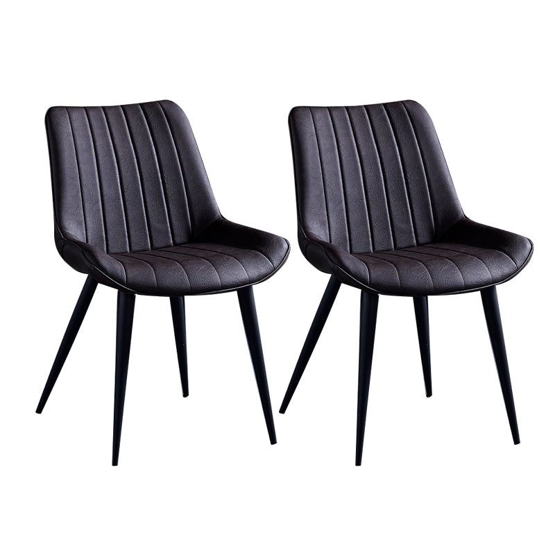 Contemporary Dining Chairs Armless Kitchen Side Chairs with Metal Legs Brown 2 Piece Set Black Clearhalo ' kitchen&dining_furn' 'Dining Chairs' 'Dining Tables & Seating' 'dining_chair' 'furn' 'furn_dining_chair' 'Furniture' 'furniture_dining_chair' 'Kitchen & Dining Furniture' 'kitchen' 4369478