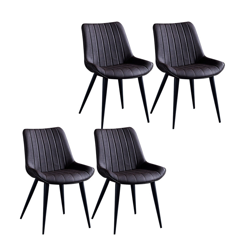 Contemporary Dining Chairs Armless Kitchen Side Chairs with Metal Legs Brown 4 Piece Set Black Clearhalo ' kitchen&dining_furn' 'Dining Chairs' 'Dining Tables & Seating' 'dining_chair' 'furn' 'furn_dining_chair' 'Furniture' 'furniture_dining_chair' 'Kitchen & Dining Furniture' 'kitchen' 4369479