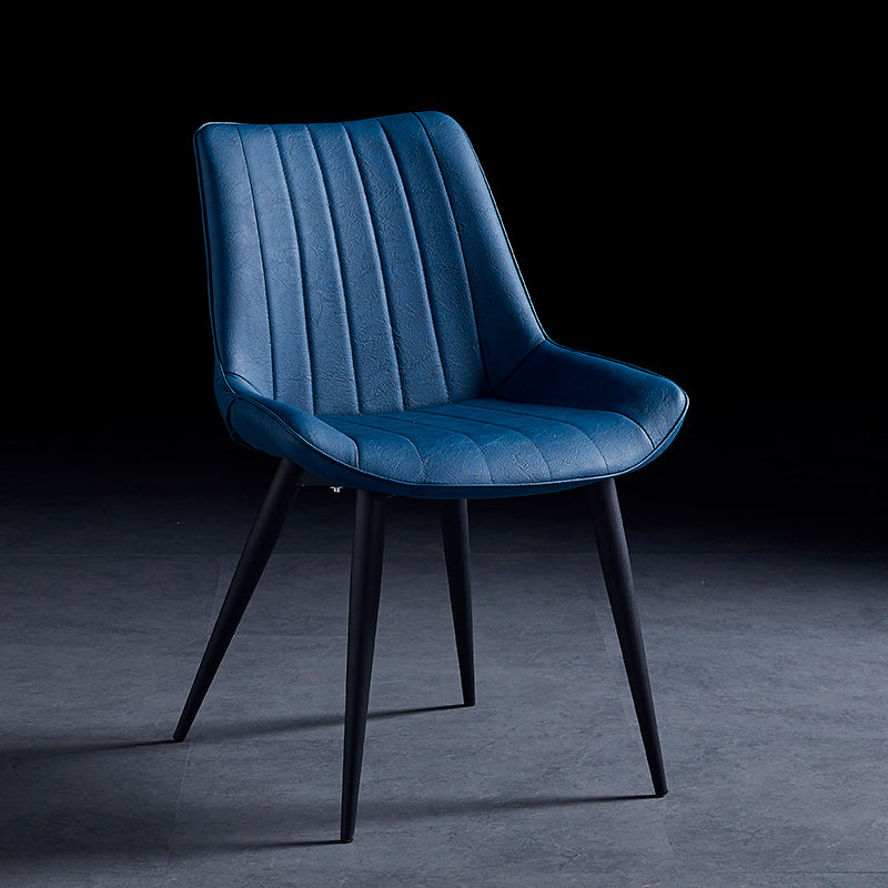 Contemporary Dining Chairs Armless Kitchen Side Chairs with Metal Legs Blue 1 Piece Black Clearhalo ' kitchen&dining_furn' 'Dining Chairs' 'Dining Tables & Seating' 'dining_chair' 'furn' 'furn_dining_chair' 'Furniture' 'furniture_dining_chair' 'Kitchen & Dining Furniture' 'kitchen' 4369480