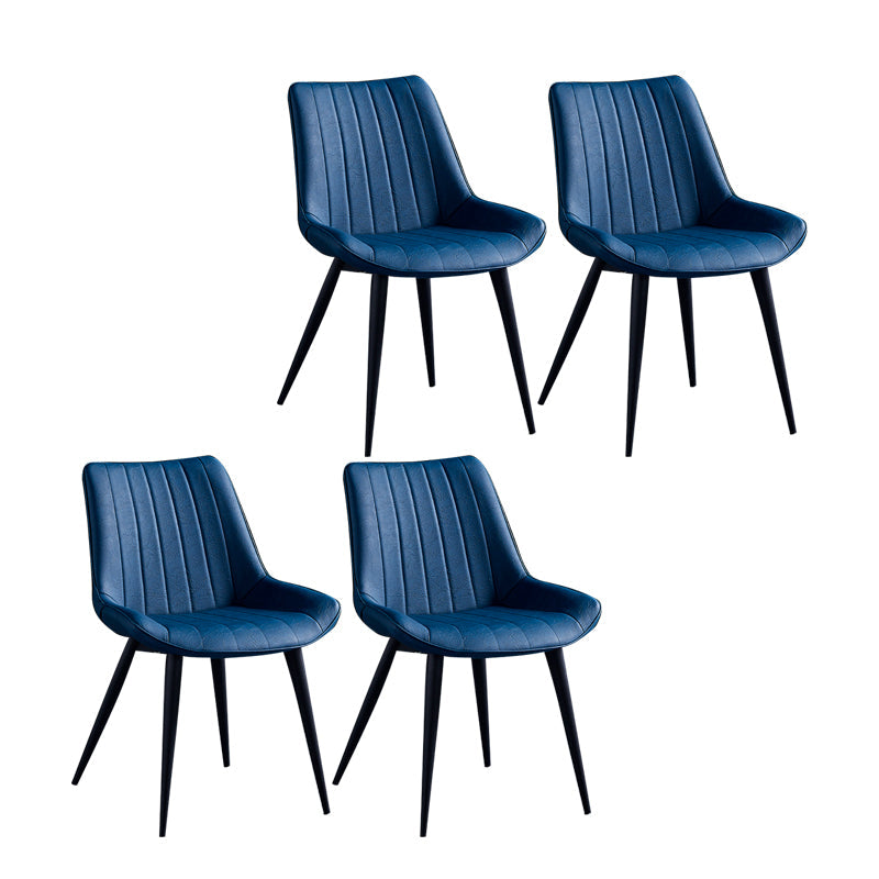 Contemporary Dining Chairs Armless Kitchen Side Chairs with Metal Legs Blue 4 Piece Set Black Clearhalo ' kitchen&dining_furn' 'Dining Chairs' 'Dining Tables & Seating' 'dining_chair' 'furn' 'furn_dining_chair' 'Furniture' 'furniture_dining_chair' 'Kitchen & Dining Furniture' 'kitchen' 4369482