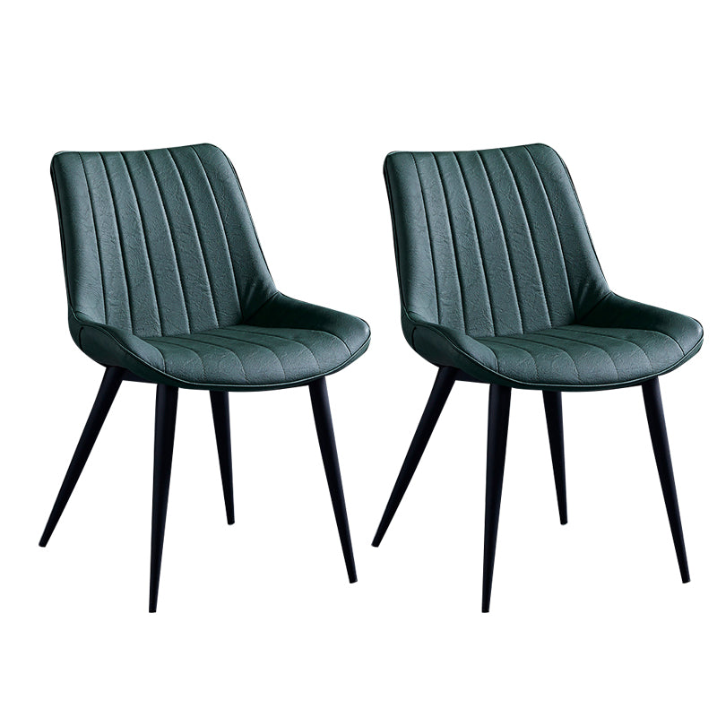Contemporary Dining Chairs Armless Kitchen Side Chairs with Metal Legs Green 2 Piece Set Black Clearhalo ' kitchen&dining_furn' 'Dining Chairs' 'Dining Tables & Seating' 'dining_chair' 'furn' 'furn_dining_chair' 'Furniture' 'furniture_dining_chair' 'Kitchen & Dining Furniture' 'kitchen' 4369484