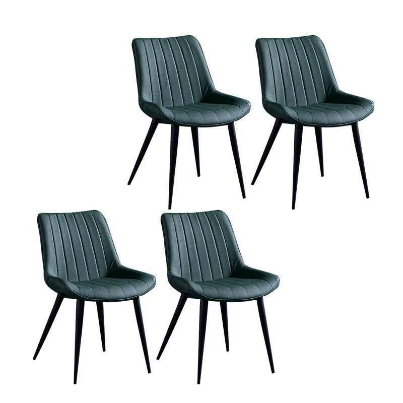 Contemporary Dining Chairs Armless Kitchen Side Chairs with Metal Legs Green 4 Piece Set Black Clearhalo ' kitchen&dining_furn' 'Dining Chairs' 'Dining Tables & Seating' 'dining_chair' 'furn' 'furn_dining_chair' 'Furniture' 'furniture_dining_chair' 'Kitchen & Dining Furniture' 'kitchen' 4369485