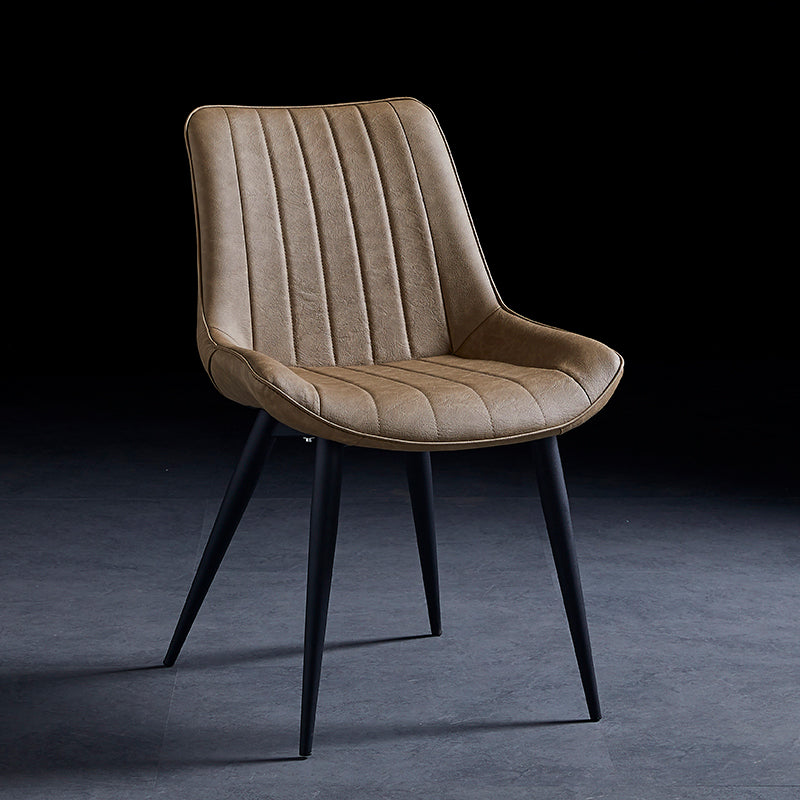 Contemporary Dining Chairs Armless Kitchen Side Chairs with Metal Legs Camel 1 Piece Black Clearhalo ' kitchen&dining_furn' 'Dining Chairs' 'Dining Tables & Seating' 'dining_chair' 'furn' 'furn_dining_chair' 'Furniture' 'furniture_dining_chair' 'Kitchen & Dining Furniture' 'kitchen' 4369486