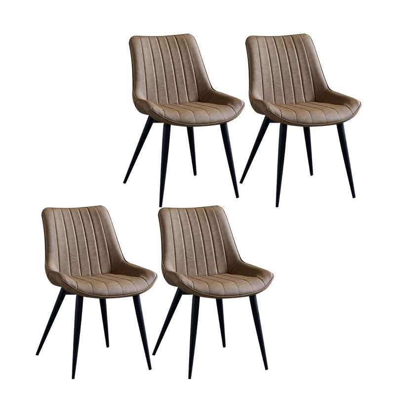 Contemporary Dining Chairs Armless Kitchen Side Chairs with Metal Legs Camel 4 Piece Set Black Clearhalo ' kitchen&dining_furn' 'Dining Chairs' 'Dining Tables & Seating' 'dining_chair' 'furn' 'furn_dining_chair' 'Furniture' 'furniture_dining_chair' 'Kitchen & Dining Furniture' 'kitchen' 4369488