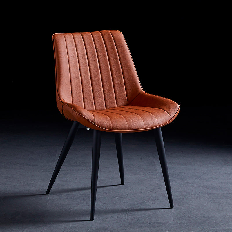 Contemporary Dining Chairs Armless Kitchen Side Chairs with Metal Legs Orange 1 Piece Black Clearhalo ' kitchen&dining_furn' 'Dining Chairs' 'Dining Tables & Seating' 'dining_chair' 'furn' 'furn_dining_chair' 'Furniture' 'furniture_dining_chair' 'Kitchen & Dining Furniture' 'kitchen' 4369489