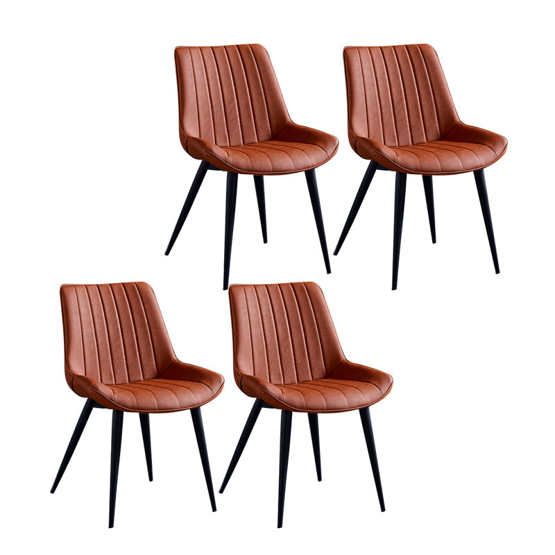 Contemporary Dining Chairs Armless Kitchen Side Chairs with Metal Legs Orange 4 Piece Set Black Clearhalo ' kitchen&dining_furn' 'Dining Chairs' 'Dining Tables & Seating' 'dining_chair' 'furn' 'furn_dining_chair' 'Furniture' 'furniture_dining_chair' 'Kitchen & Dining Furniture' 'kitchen' 4369491