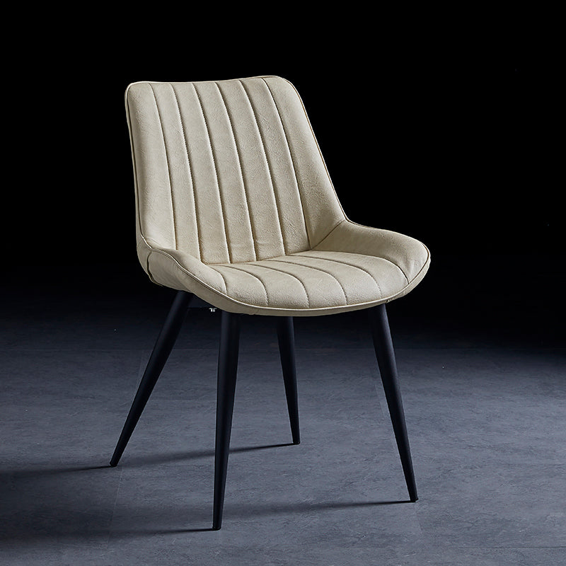 Contemporary Dining Chairs Armless Kitchen Side Chairs with Metal Legs Off-White 1 Piece Black Clearhalo ' kitchen&dining_furn' 'Dining Chairs' 'Dining Tables & Seating' 'dining_chair' 'furn' 'furn_dining_chair' 'Furniture' 'furniture_dining_chair' 'Kitchen & Dining Furniture' 'kitchen' 4369492