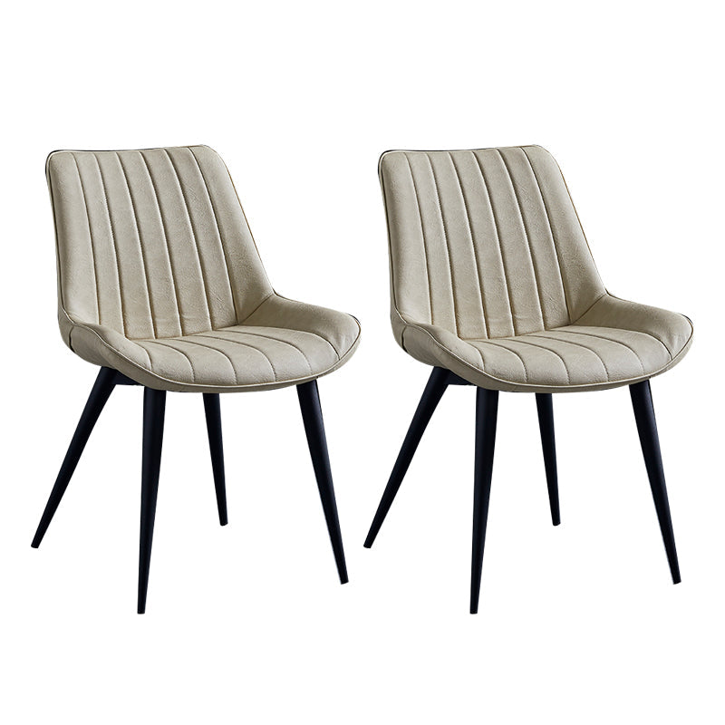 Contemporary Dining Chairs Armless Kitchen Side Chairs with Metal Legs Off-White 2 Piece Set Black Clearhalo ' kitchen&dining_furn' 'Dining Chairs' 'Dining Tables & Seating' 'dining_chair' 'furn' 'furn_dining_chair' 'Furniture' 'furniture_dining_chair' 'Kitchen & Dining Furniture' 'kitchen' 4369493