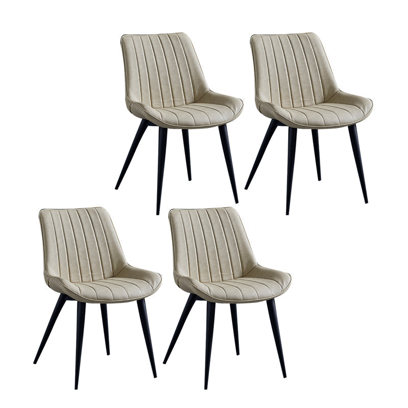 Contemporary Dining Chairs Armless Kitchen Side Chairs with Metal Legs Off-White 4 Piece Set Black Clearhalo ' kitchen&dining_furn' 'Dining Chairs' 'Dining Tables & Seating' 'dining_chair' 'furn' 'furn_dining_chair' 'Furniture' 'furniture_dining_chair' 'Kitchen & Dining Furniture' 'kitchen' 4369494