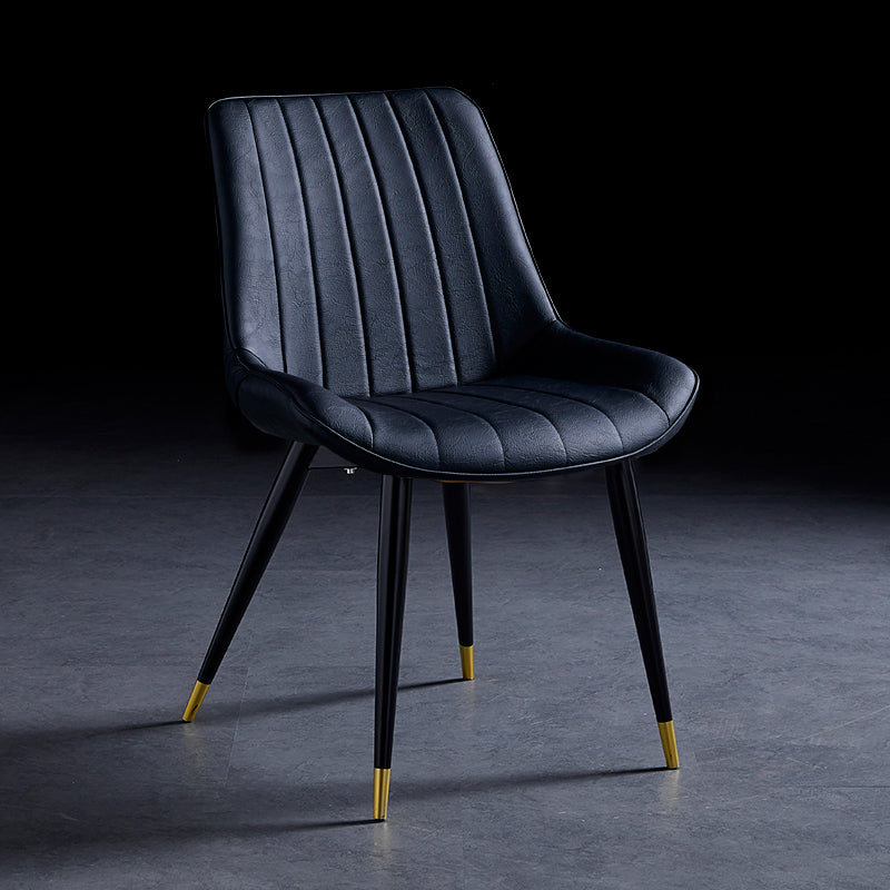 Contemporary Dining Chairs Armless Kitchen Side Chairs with Metal Legs Black 1 Piece Black Gold Clearhalo ' kitchen&dining_furn' 'Dining Chairs' 'Dining Tables & Seating' 'dining_chair' 'furn' 'furn_dining_chair' 'Furniture' 'furniture_dining_chair' 'Kitchen & Dining Furniture' 'kitchen' 4369495