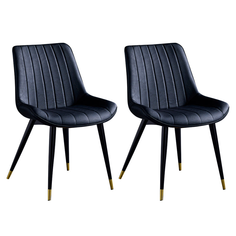 Contemporary Dining Chairs Armless Kitchen Side Chairs with Metal Legs Black 2 Piece Set Black Gold Clearhalo ' kitchen&dining_furn' 'Dining Chairs' 'Dining Tables & Seating' 'dining_chair' 'furn' 'furn_dining_chair' 'Furniture' 'furniture_dining_chair' 'Kitchen & Dining Furniture' 'kitchen' 4369496