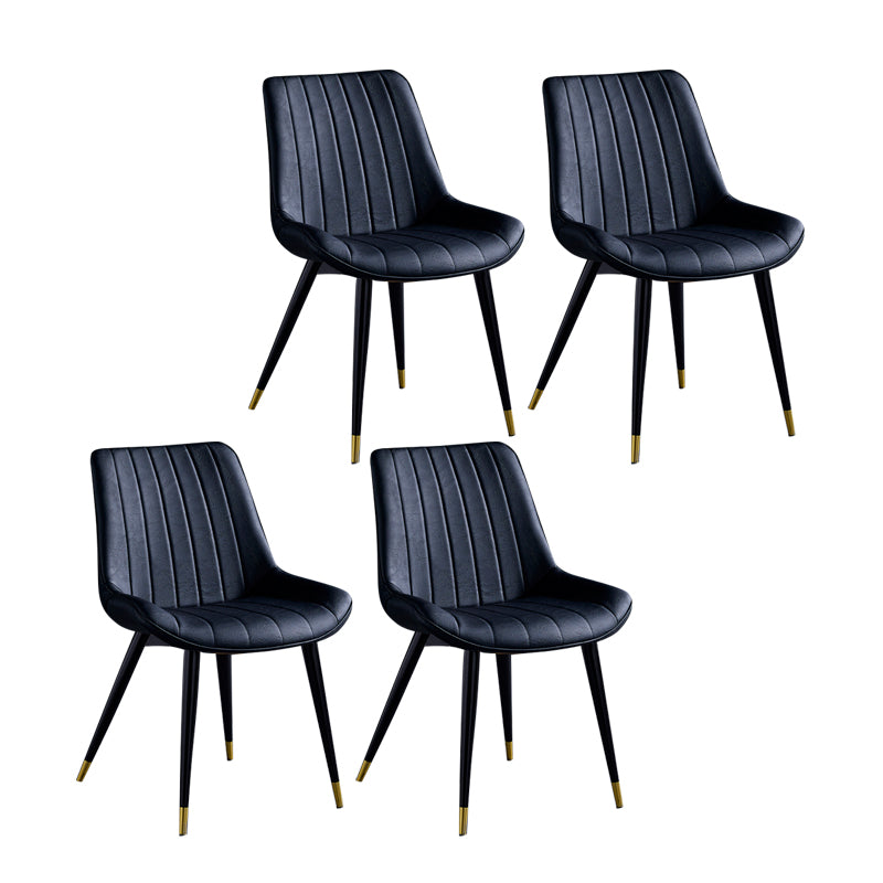 Contemporary Dining Chairs Armless Kitchen Side Chairs with Metal Legs Black 4 Piece Set Black Gold Clearhalo ' kitchen&dining_furn' 'Dining Chairs' 'Dining Tables & Seating' 'dining_chair' 'furn' 'furn_dining_chair' 'Furniture' 'furniture_dining_chair' 'Kitchen & Dining Furniture' 'kitchen' 4369497