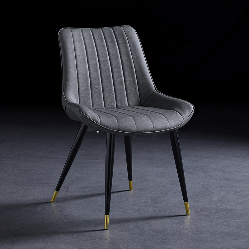 Contemporary Dining Chairs Armless Kitchen Side Chairs with Metal Legs Grey 1 Piece Black Gold Clearhalo ' kitchen&dining_furn' 'Dining Chairs' 'Dining Tables & Seating' 'dining_chair' 'furn' 'furn_dining_chair' 'Furniture' 'furniture_dining_chair' 'Kitchen & Dining Furniture' 'kitchen' 4369498