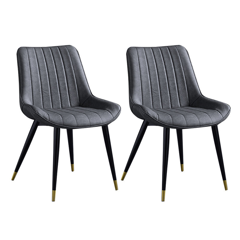 Contemporary Dining Chairs Armless Kitchen Side Chairs with Metal Legs Grey 2 Piece Set Black Gold Clearhalo ' kitchen&dining_furn' 'Dining Chairs' 'Dining Tables & Seating' 'dining_chair' 'furn' 'furn_dining_chair' 'Furniture' 'furniture_dining_chair' 'Kitchen & Dining Furniture' 'kitchen' 4369499